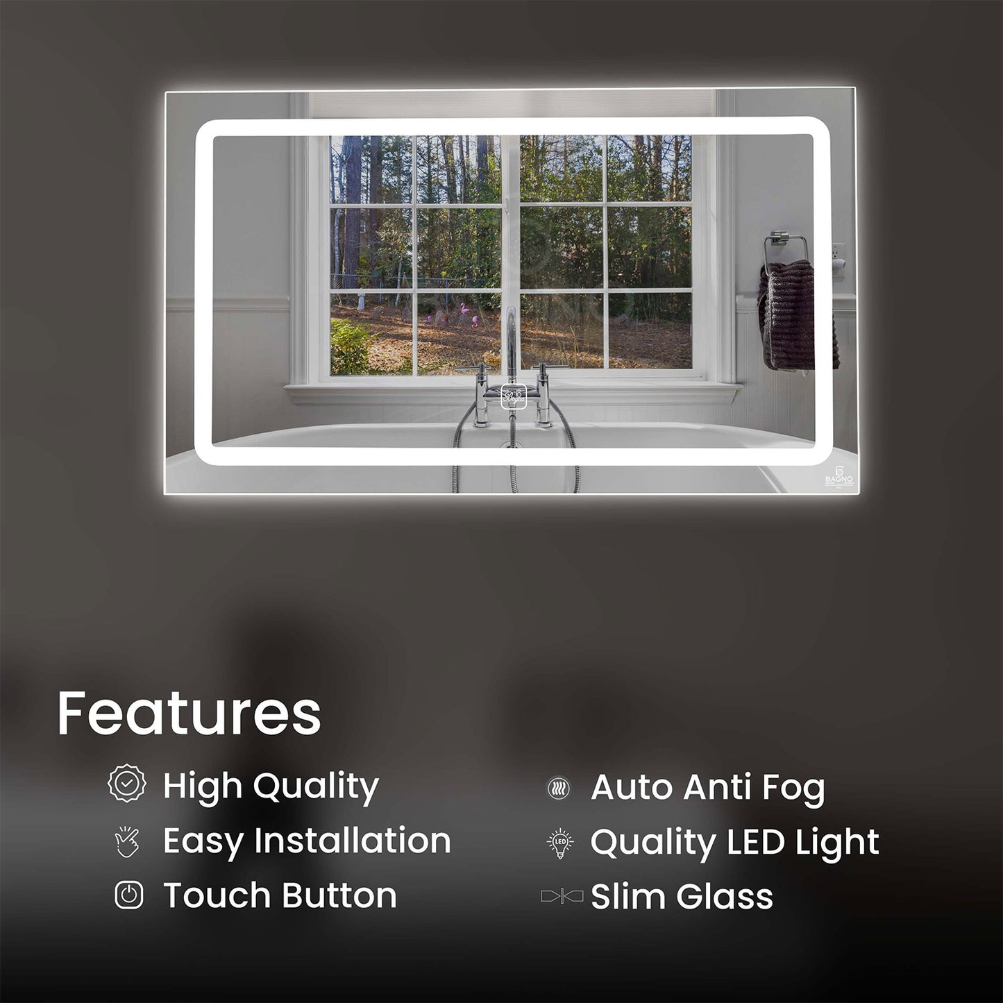 B BAGNO 120x70CM Multi LED Mirror BML09 Horizontal, Vanity Mirror