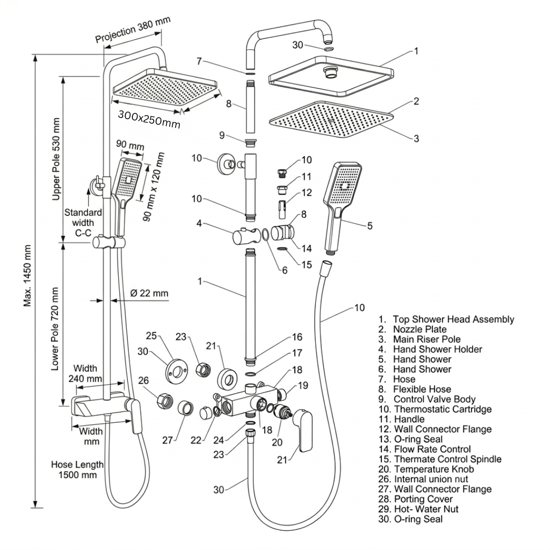 B BAGNO Shower System - 9603-2