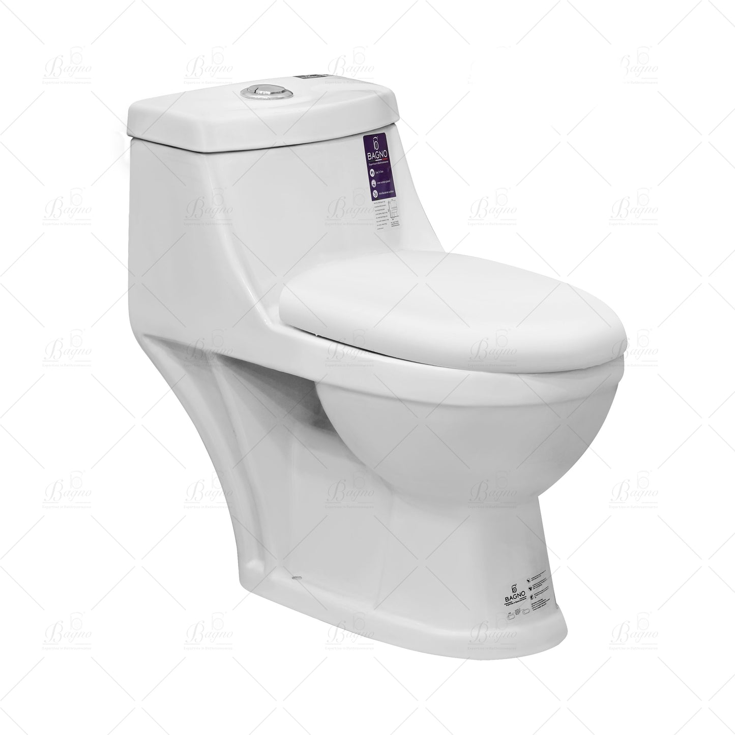 B BAGNO White Floor Mounted Water Closet WC08 S TRAP With WC Seat Cover, Flush Fittings & Accesories…