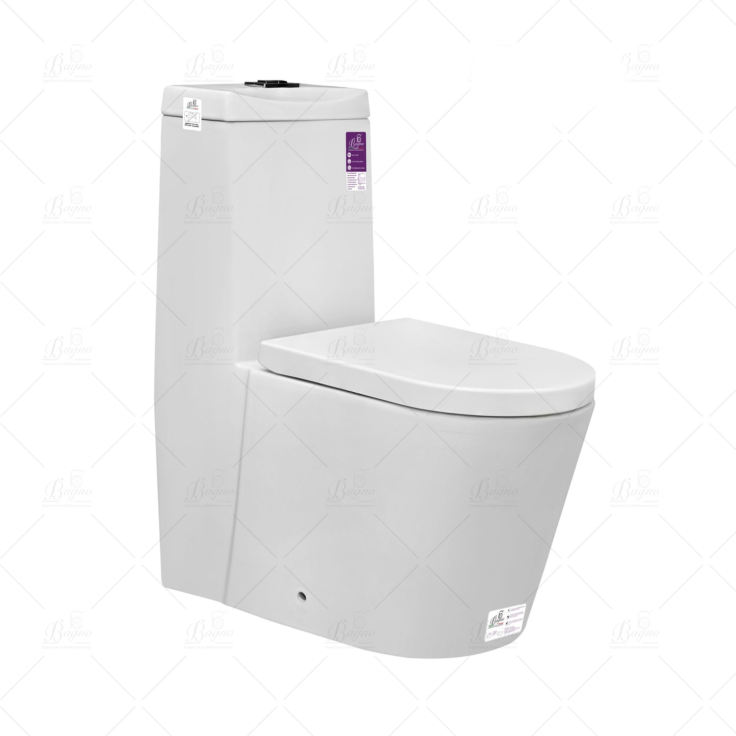B BAGNO White Floor Mounted Water Closet WC06 S TRAP With WC Seat Cover, Flush Fittings & Accesories…