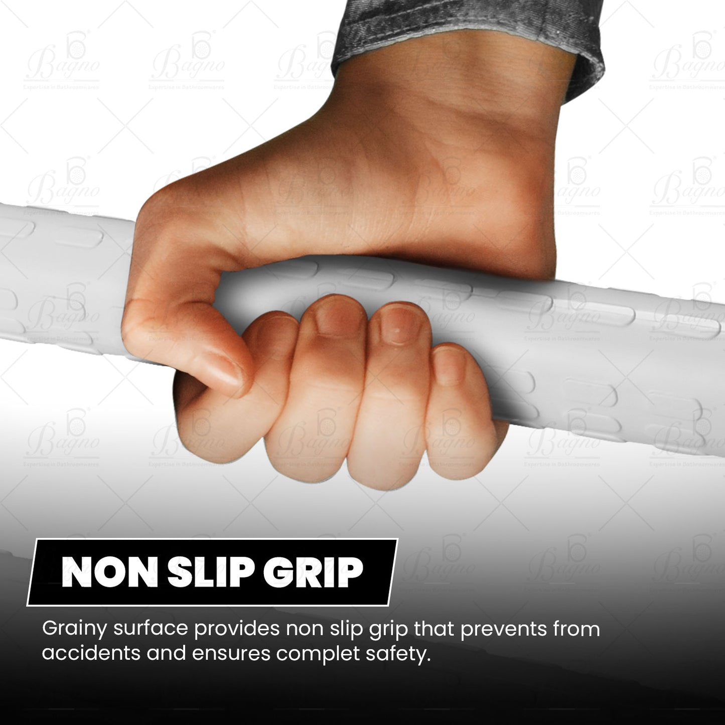 B BAGNO premium quality pvc hydraulic safety bar 90° rotation angle, anti slip grip wall mounted safety bar 8881