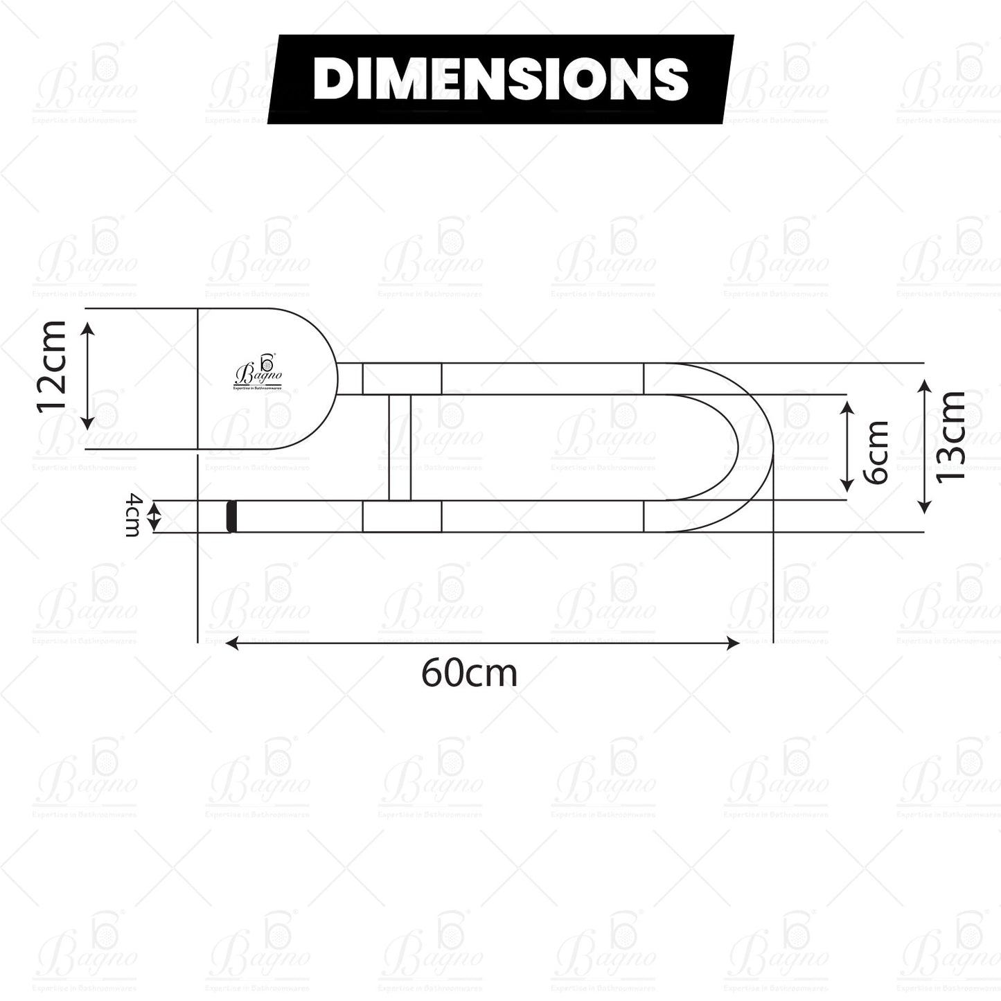B BAGNO premium quality pvc hydraulic safety bar 90° rotation angle, anti slip grip wall mounted safety bar 8881