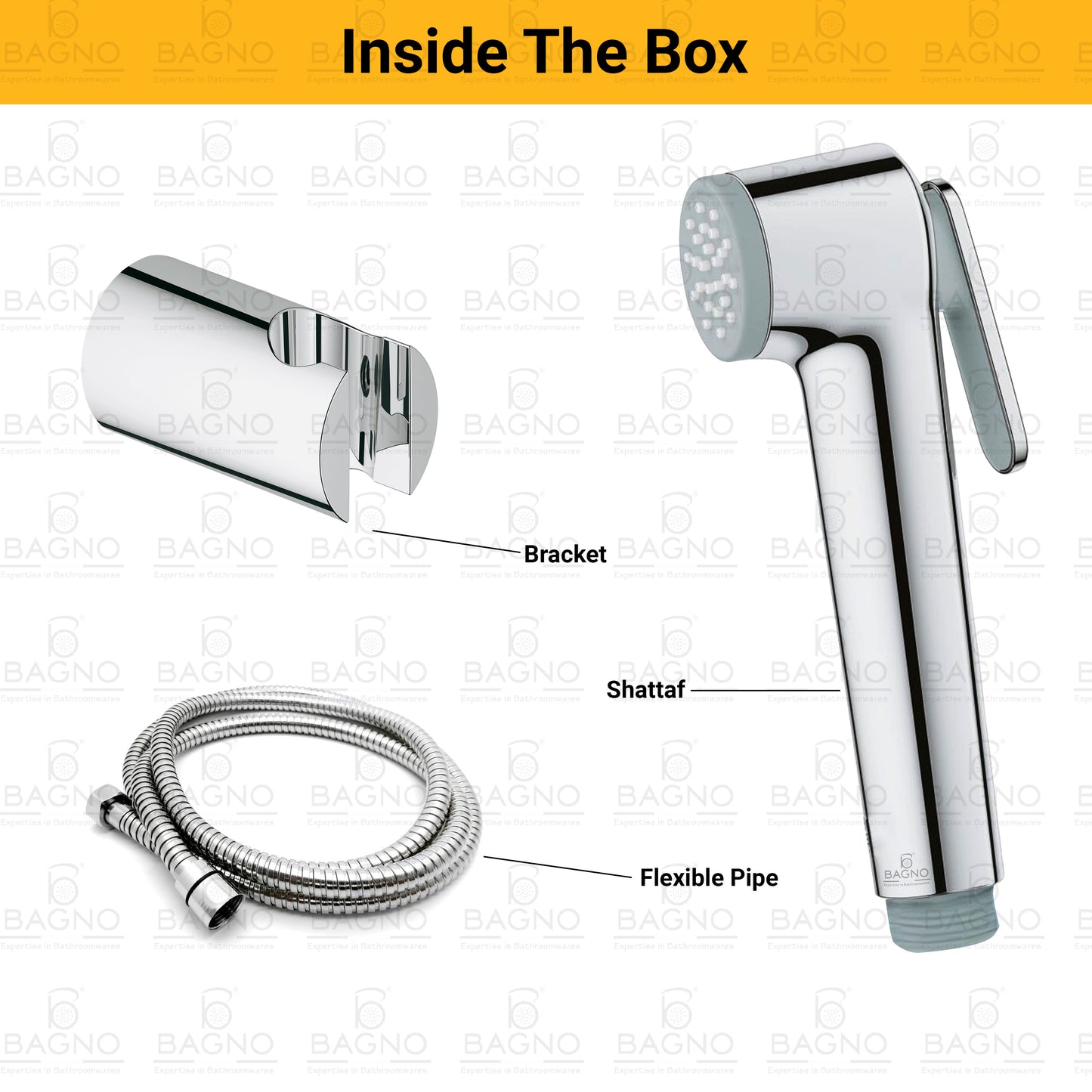 B BAGNO Shattaf Set SF01C Bidet Sprayer For Toilet With 120 Cm Stainless Steel Bidet Hose