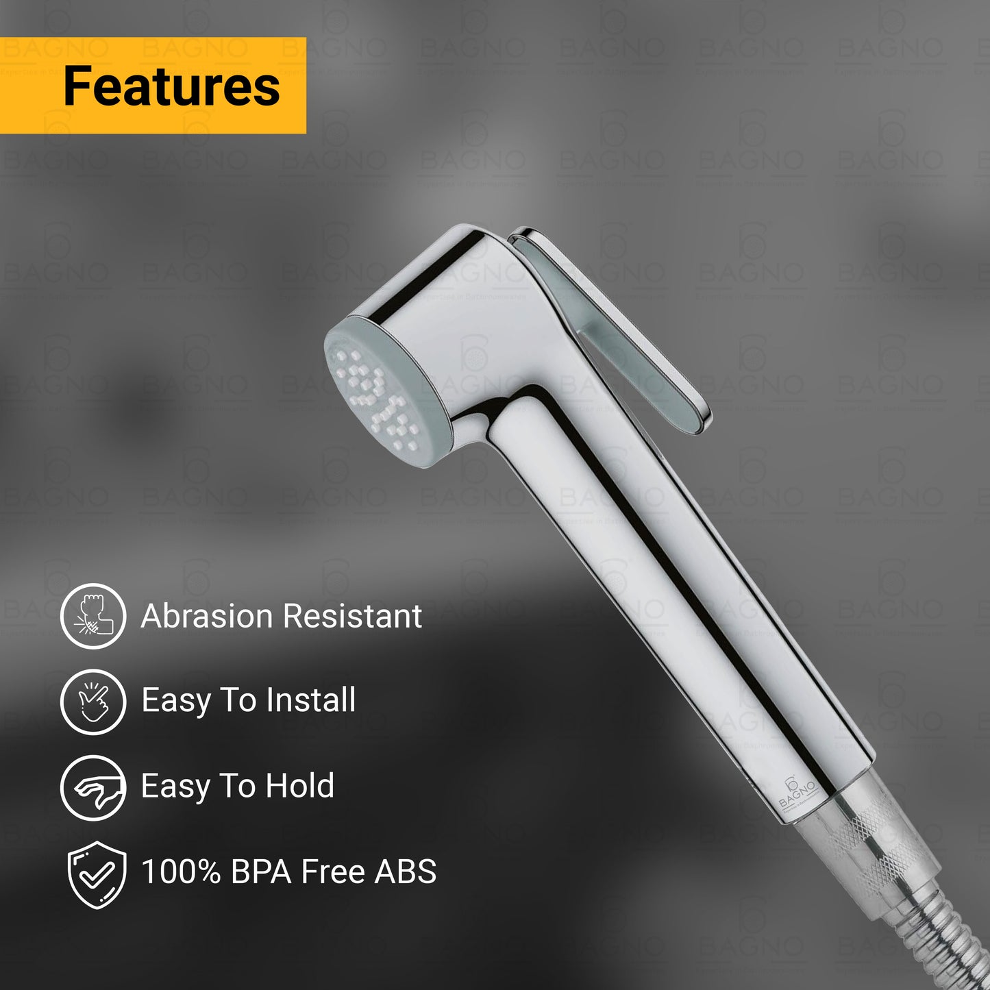 B BAGNO Shattaf Set SF01C Bidet Sprayer For Toilet With 120 Cm Stainless Steel Bidet Hose