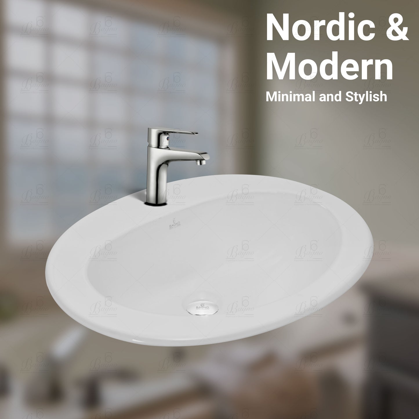 B BAGNO Over Counter Basin C01 with Overflow, B Bagno Bathroom Sink, Over Counter Basin