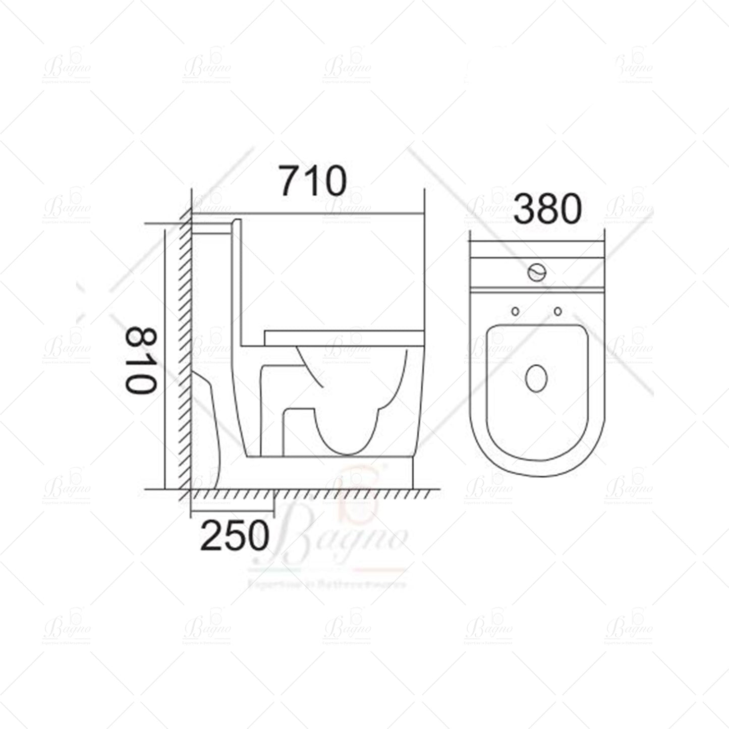 B BAGNO White Floor Mounted Water Closet WC03 S TRAP With WC Seat Cover, Flush Fittings & Accesories