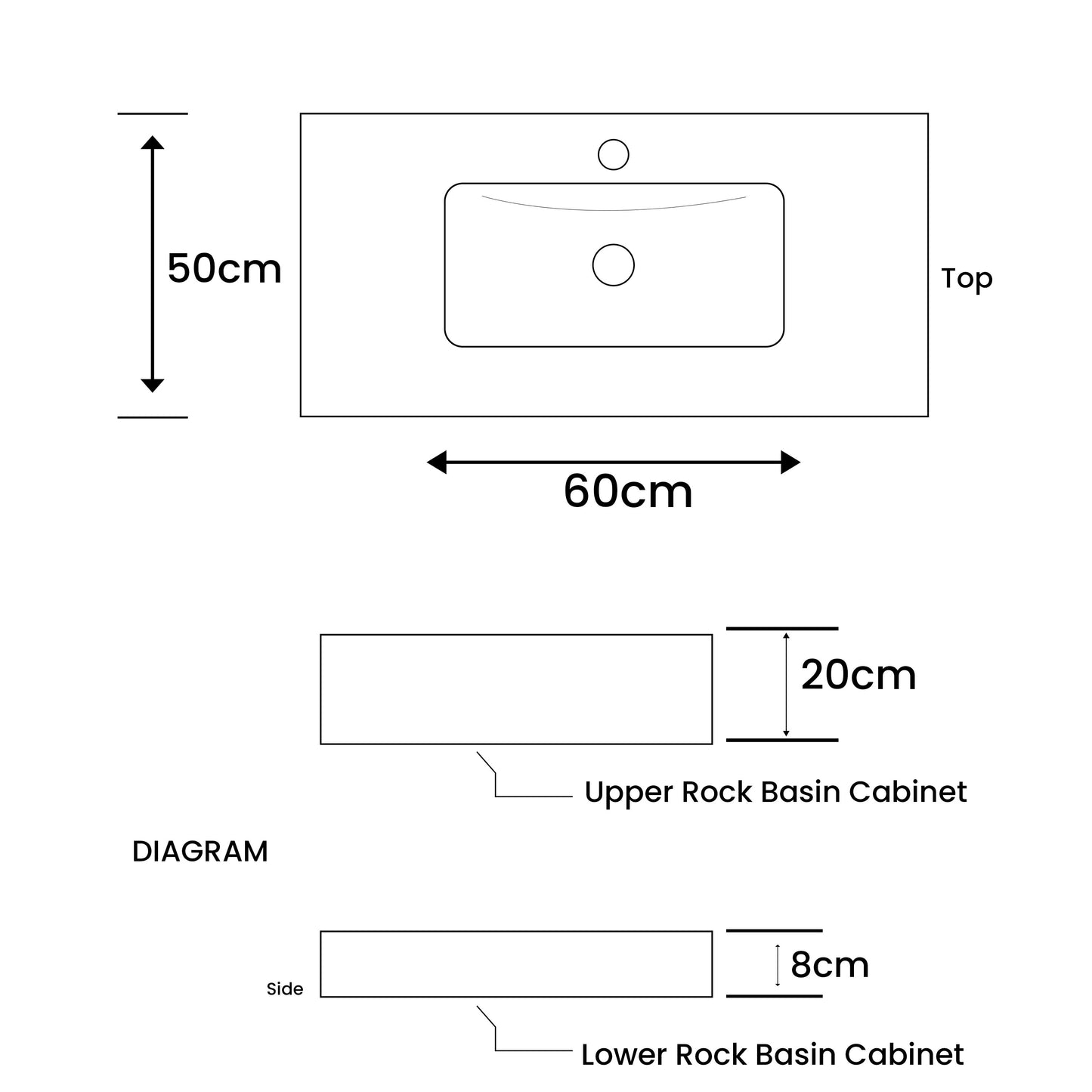 B BAGNO Rock Plate Cabinet Counter With Wash Basin & LED Mirror Cabinet CB18