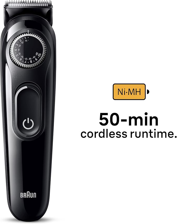Braun Beard Trimmer Series 3 3410, Trimmer For Men with Styling Tools and 50-min Runtime