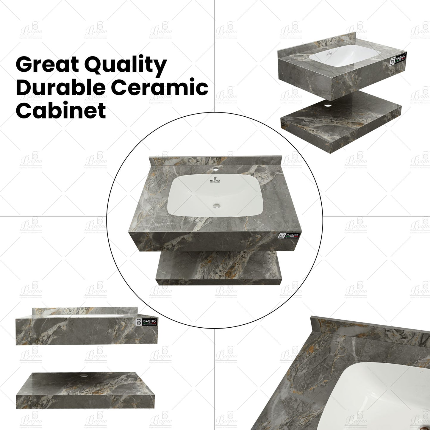 B BAGNO rock plate counter marble cabinet cb19 single bowl, double bowl seamles