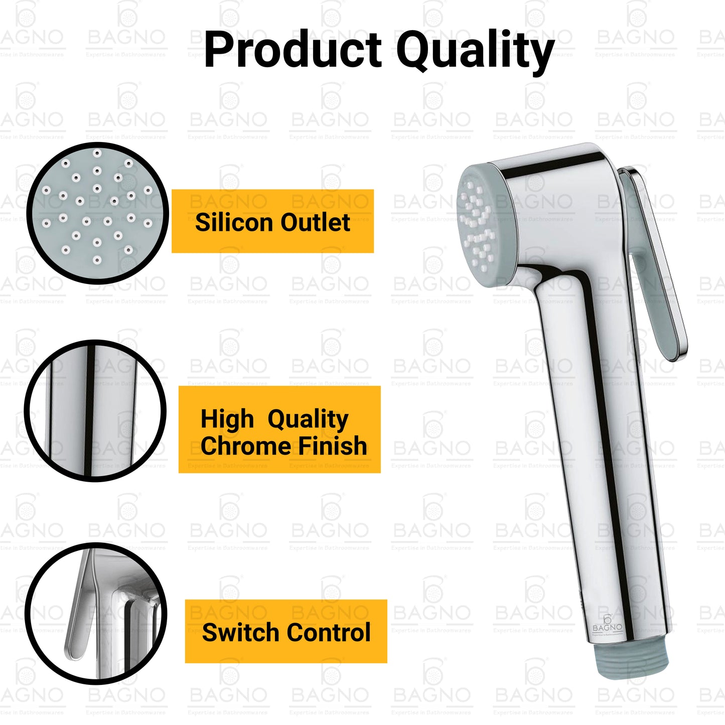 B BAGNO Shattaf Set SF01C Bidet Sprayer For Toilet With 120 Cm Stainless Steel Bidet Hose