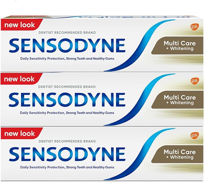 Sensodyne Toothpaste, Multi Care, Teeth Whitening Toothpaste, Everyday Protection, Sensitive Teeth, Stain Remover, Multipack, 75 ml, X 3 Pack