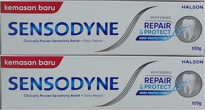 Sensodyne Repair and Protect Whitening Toothpaste, Toothpaste for Sensitive Teeth and Cavity Prevention, 3.4 oz (Pack of 2)