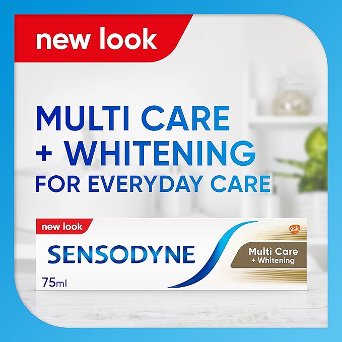 Sensodyne Toothpaste, Multi Care, Teeth Whitening Toothpaste, Everyday Protection, Sensitive Teeth, Stain Remover, Multipack, 75 ml, X 3 Pack