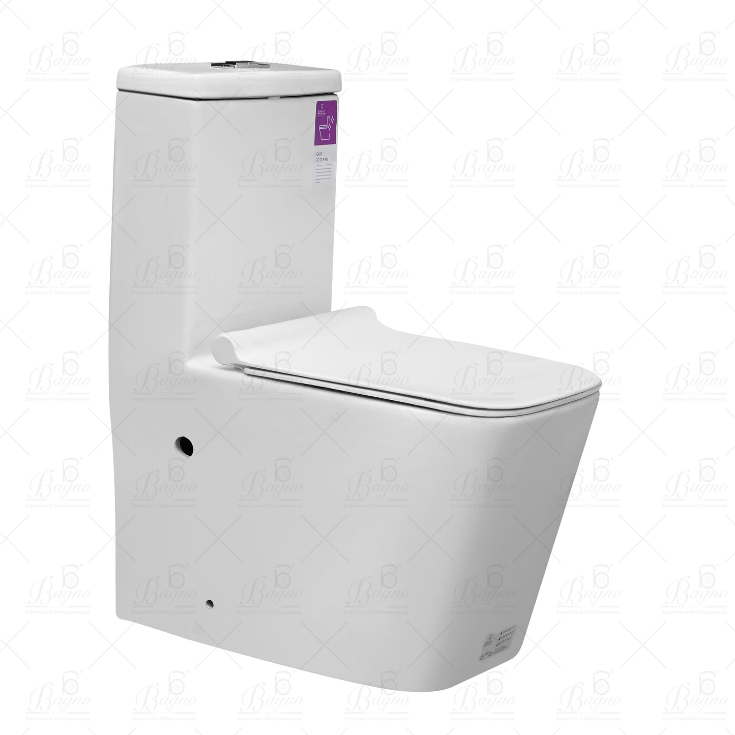 B BAGNO White Floor Mounted Water Closet WC07 S TRAP With WC Seat Cover, Flush Fittings & Accesories