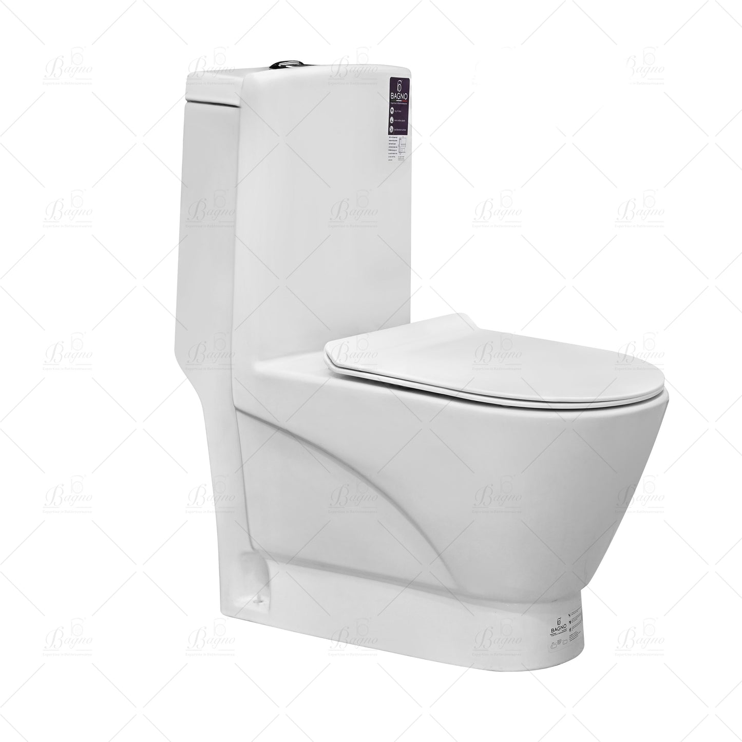 B BAGNO White Floor Mounted Water Closet WC03 S TRAP With WC Seat Cover, Flush Fittings & Accesories