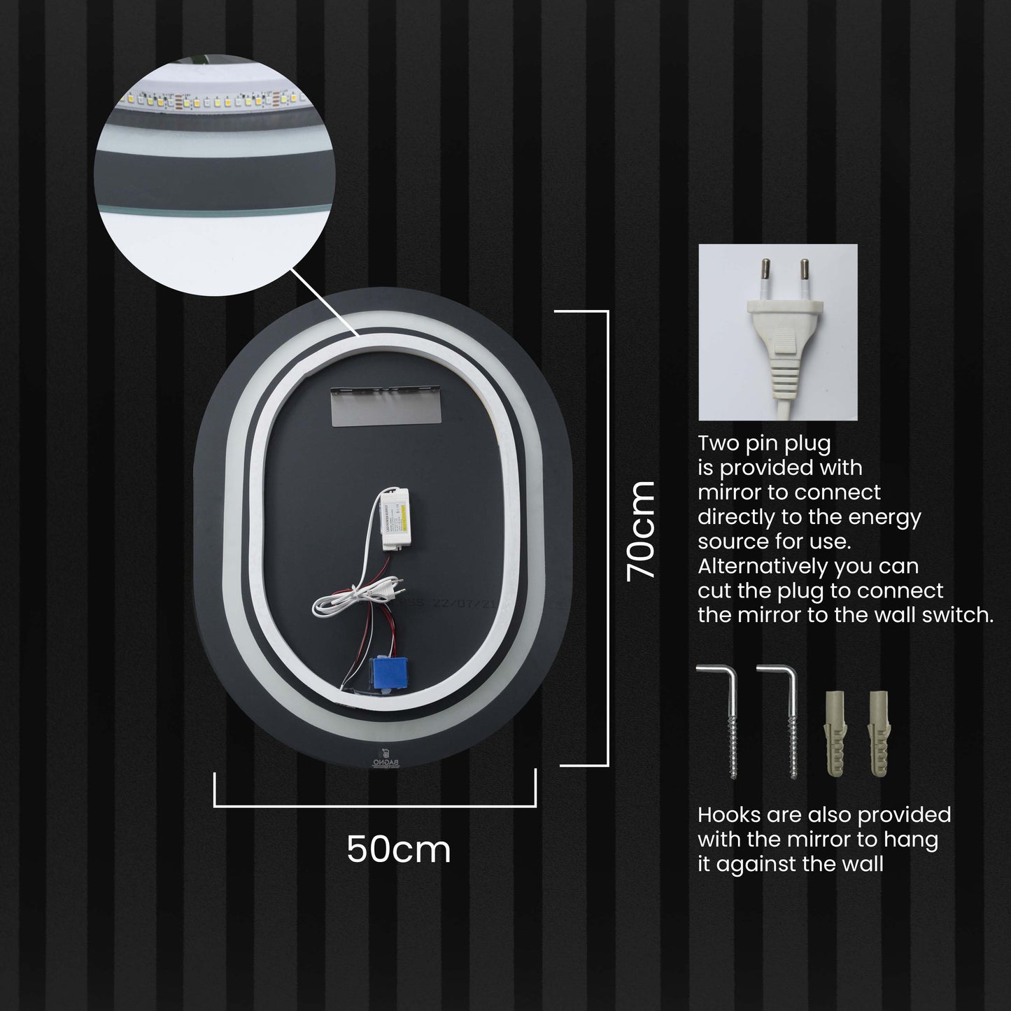 B BAGNO Multi LED Mirror  oval, Vanity Mirror