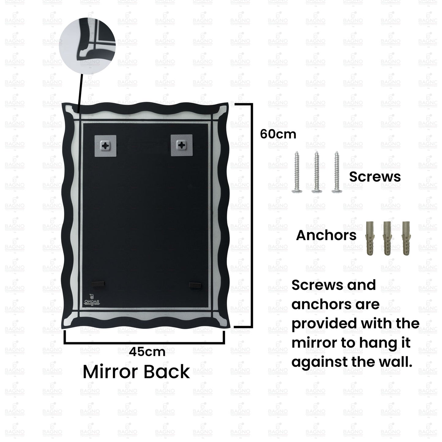 B BAGNO plain mirror Premium Quality Mirror BMR05 (60x45cm)
