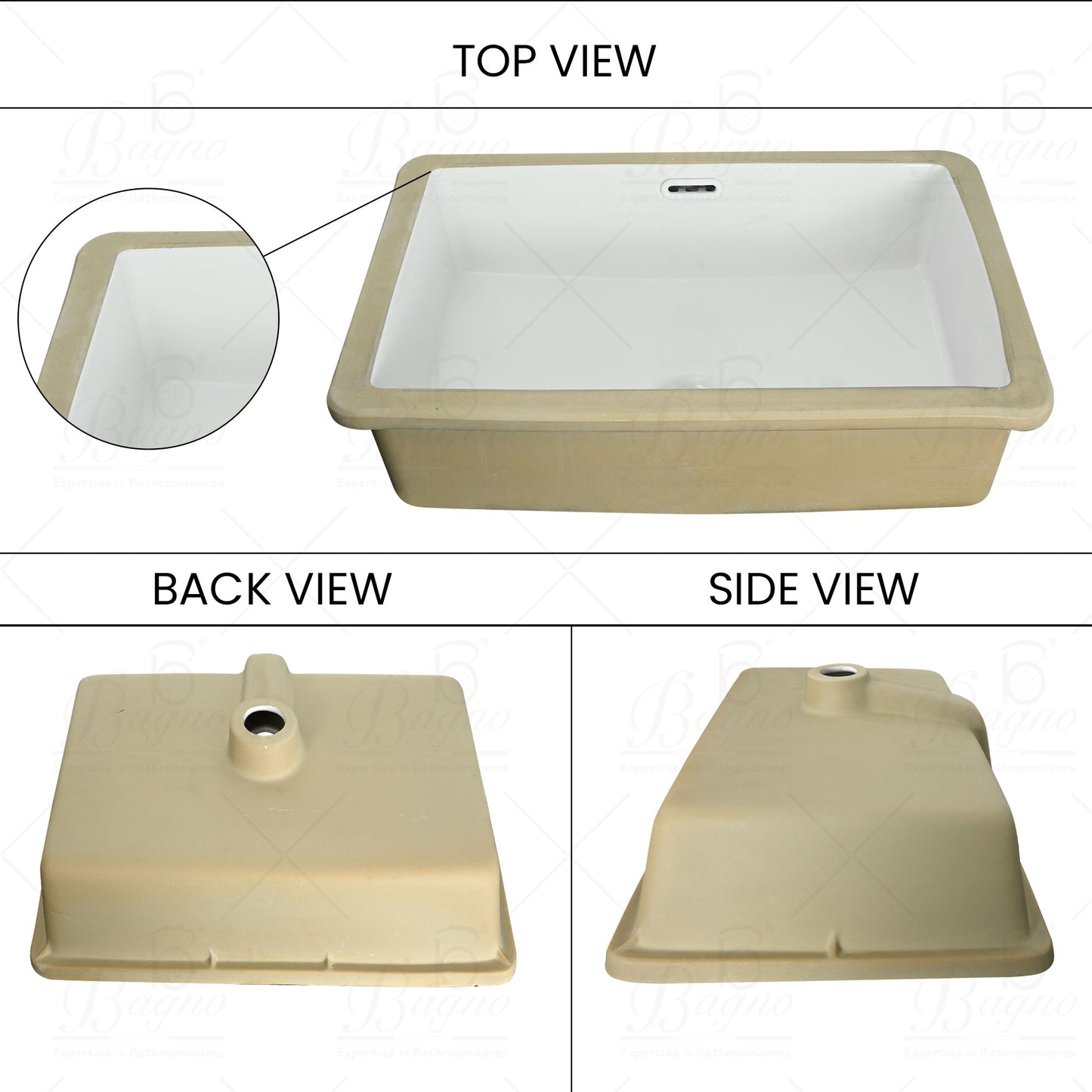 B BAGNO under counter basin C04, Ceramic White Wash Basin C04
