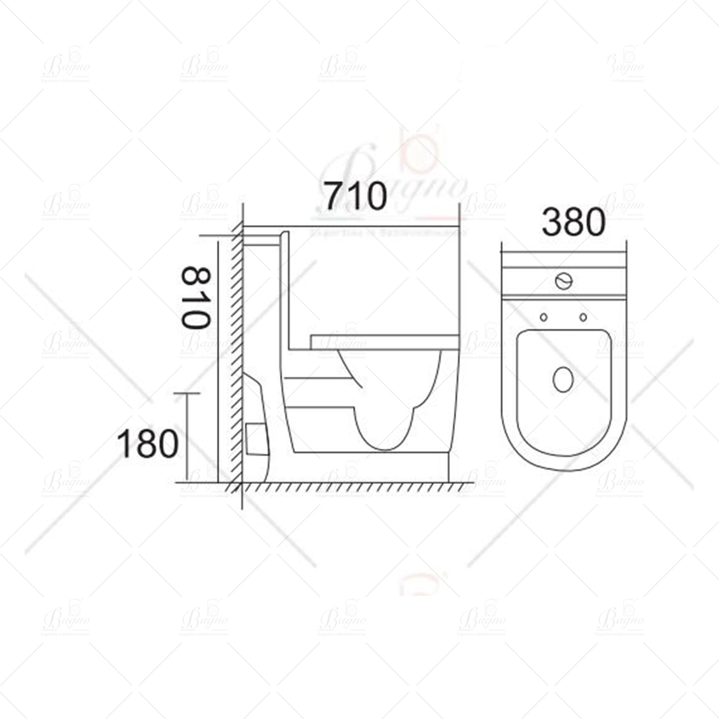 B BAGNO White Floor Mounted Water Closet WC03 S TRAP With WC Seat Cover, Flush Fittings & Accesories