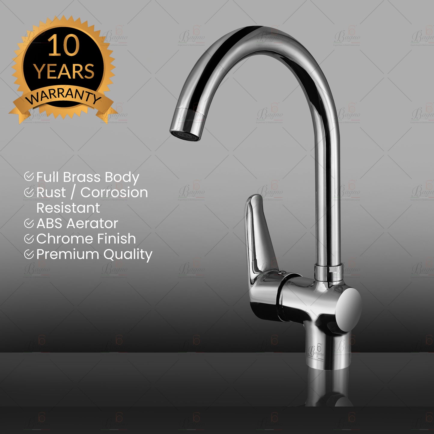 B BAGNO Kitchen Faucets B3, Full Brass Chrome Kitchen faucet, High arc single handle brass sink faucets, RV Kitchen sink faucets, Sink mixers