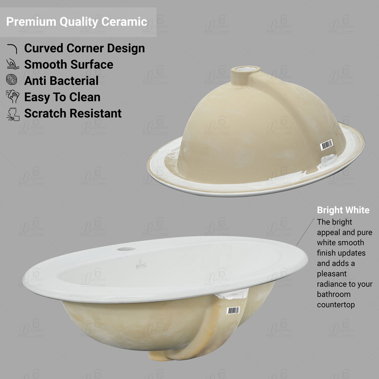B BAGNO Over Counter Basin C01 with Overflow, B Bagno Bathroom Sink, Over Counter Basin