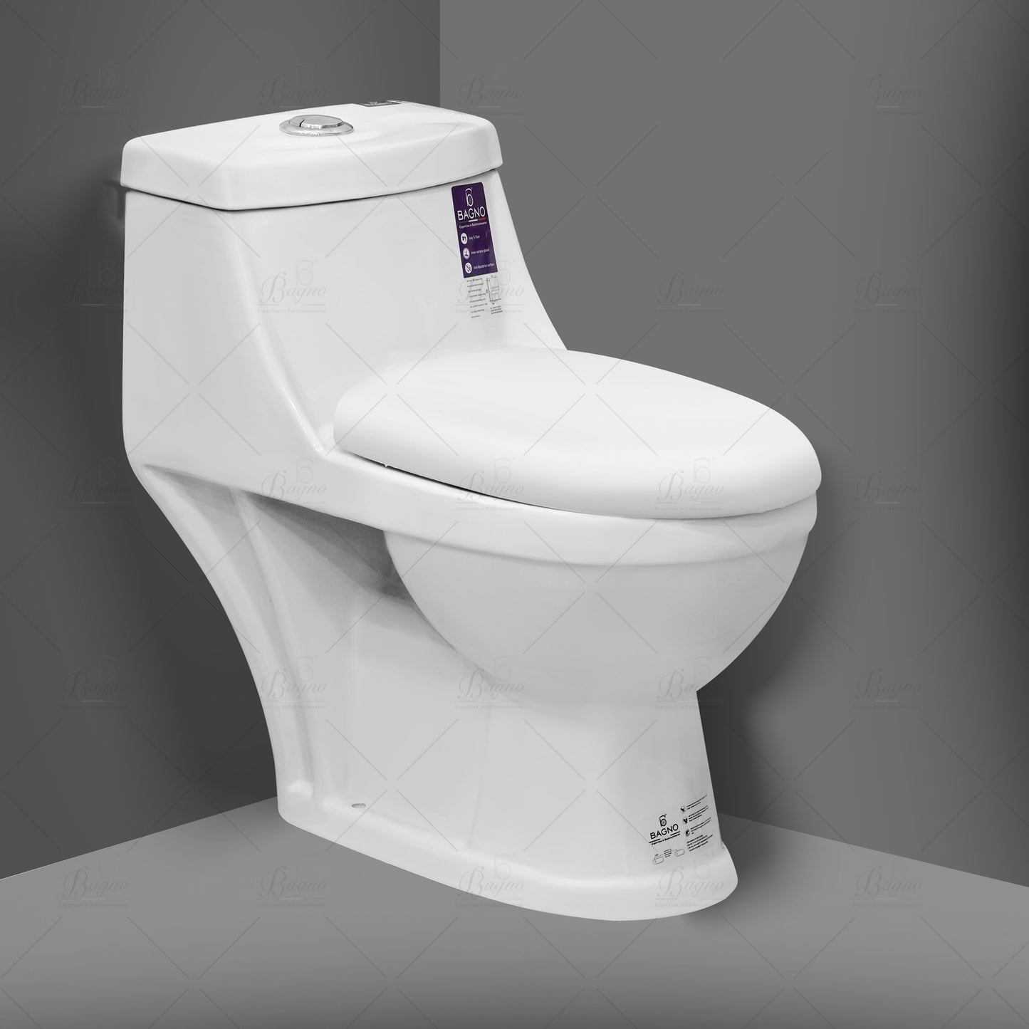 B BAGNO White Floor Mounted Water Closet WC08 S TRAP With WC Seat Cover, Flush Fittings & Accesories…