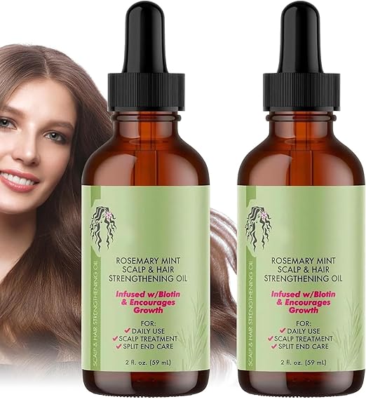 BONK Rosemary Oil for Hair and Scalp - Natural Mint Oil Stimulates Hair Growth Against Hair Loss - 2 oz 59 ml (Pack of 2)