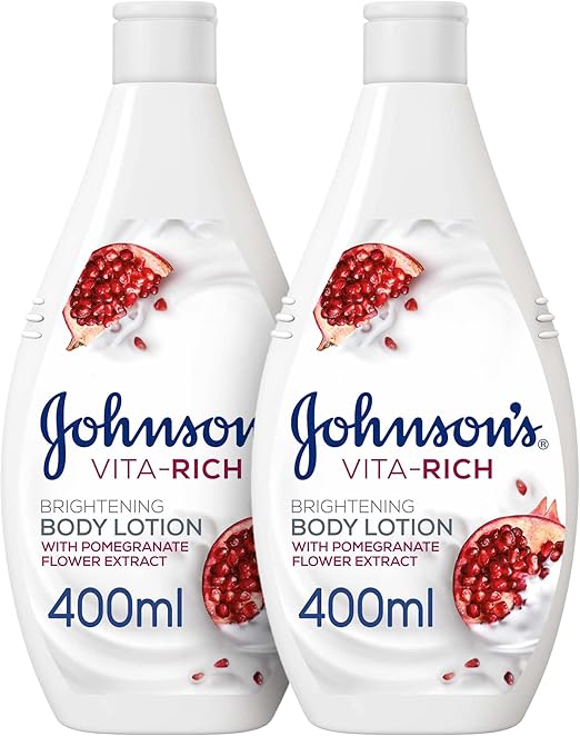 Johnson's Body Lotion - Vita-Rich, Brightening Pomegranate Flower, Enriched with pomegranate extract and shea butter, 24-hour comfort, 400ml, 1+1 FREE