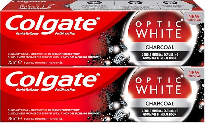 Colgate Optic White Charcoal Whitening Toothpaste 75ml Pack Of 2