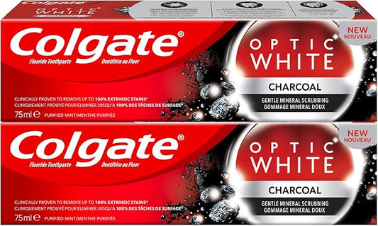 Colgate Optic White Charcoal Whitening Toothpaste 75ml Pack Of 2