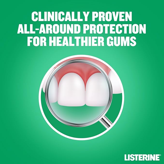 Listerine Breath Freshening Mouthwash, Teeth & Gum Defence, Milder Taste, Helps Kill Up to 99% of Germs Left after Brushing and Reduce Plaque, 500ml