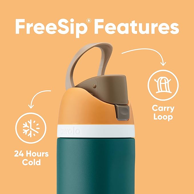 Owala FreeSip Insulated Stainless Steel Water Bottle with Straw for Sports and Travel, BPA-Free, 24-Ounce, Shy Marshmallow
