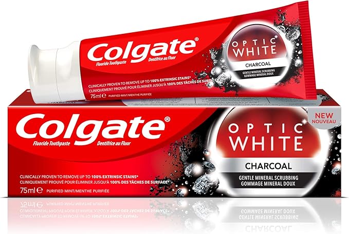 Colgate Optic White Charcoal Whitening Toothpaste 75ml Pack Of 2