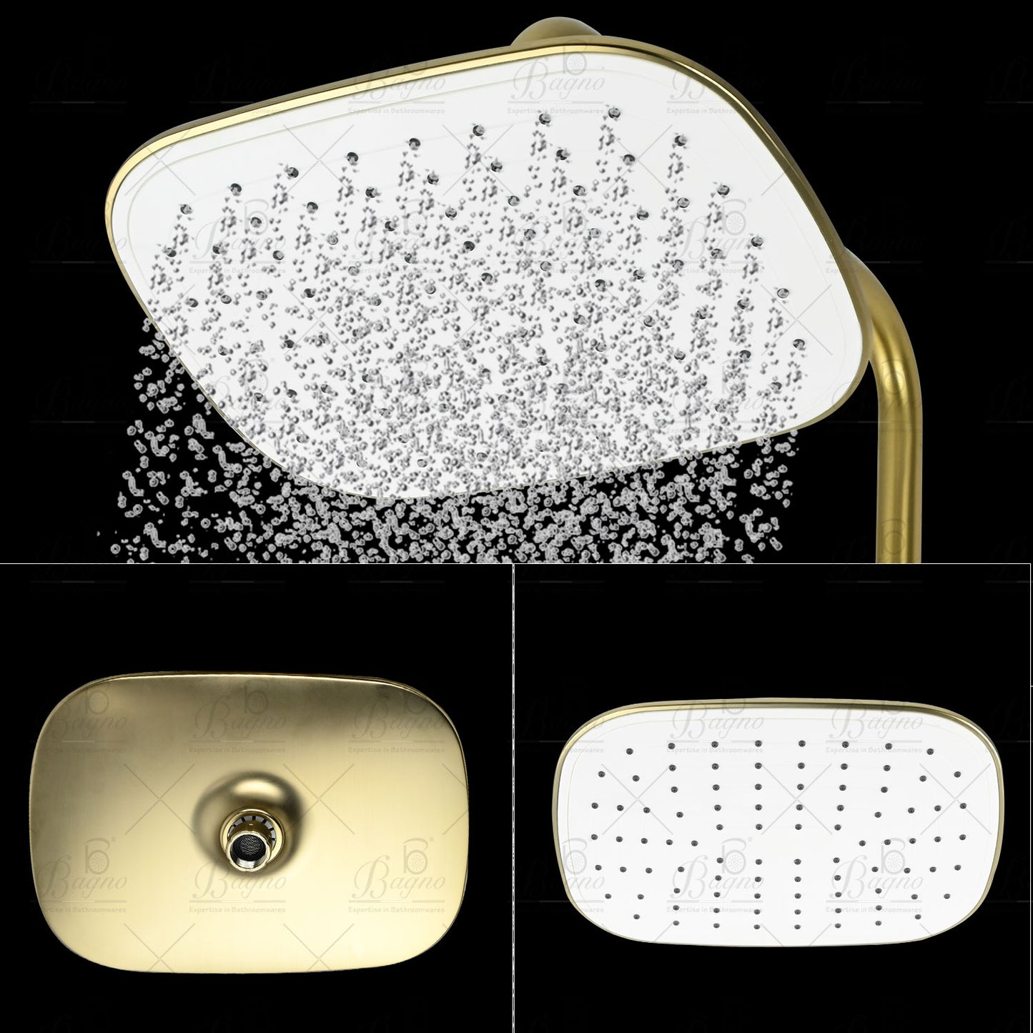 B BAGNO complete shower system fixture 3403-2 matt gold full brass, adjustable shower height and hand shower