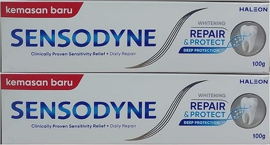 Sensodyne Repair and Protect Whitening Toothpaste, Toothpaste for Sensitive Teeth and Cavity Prevention, 3.4 oz (Pack of 2)