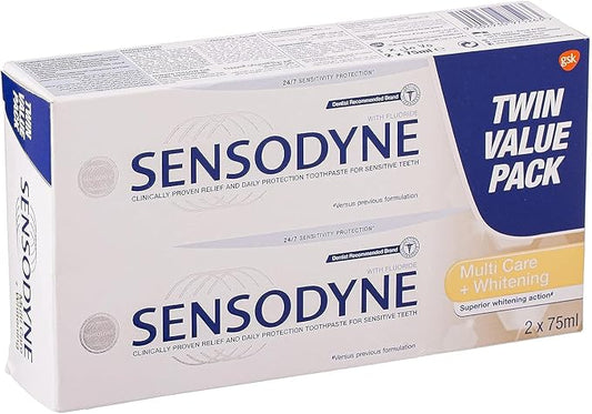 Sensodyne Multi Care + Whitening Toothpaste For Sensitive Teeth, Superior Whitening Action, 75Ml, Pack Of 2
